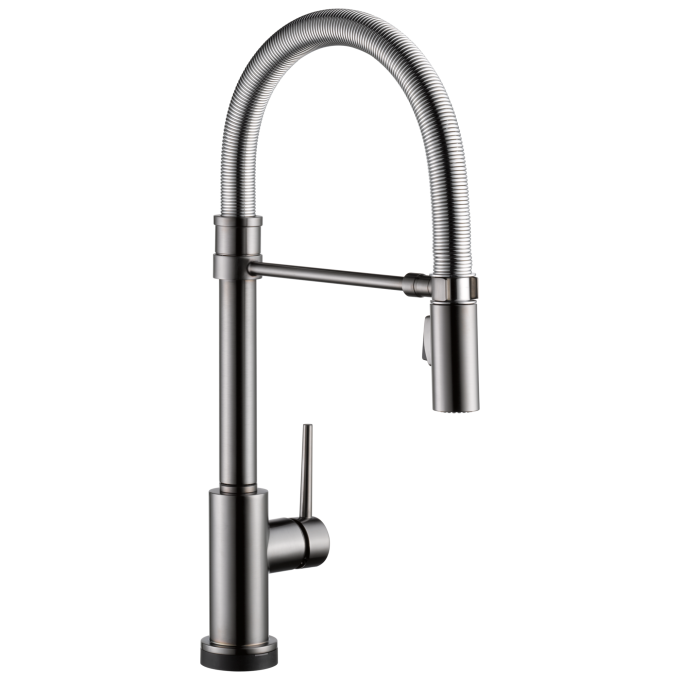 DELTA Trinsic Single-Handle Pull-Down Spring Kitchen Faucet with Touch2O Technology — Black Stainless