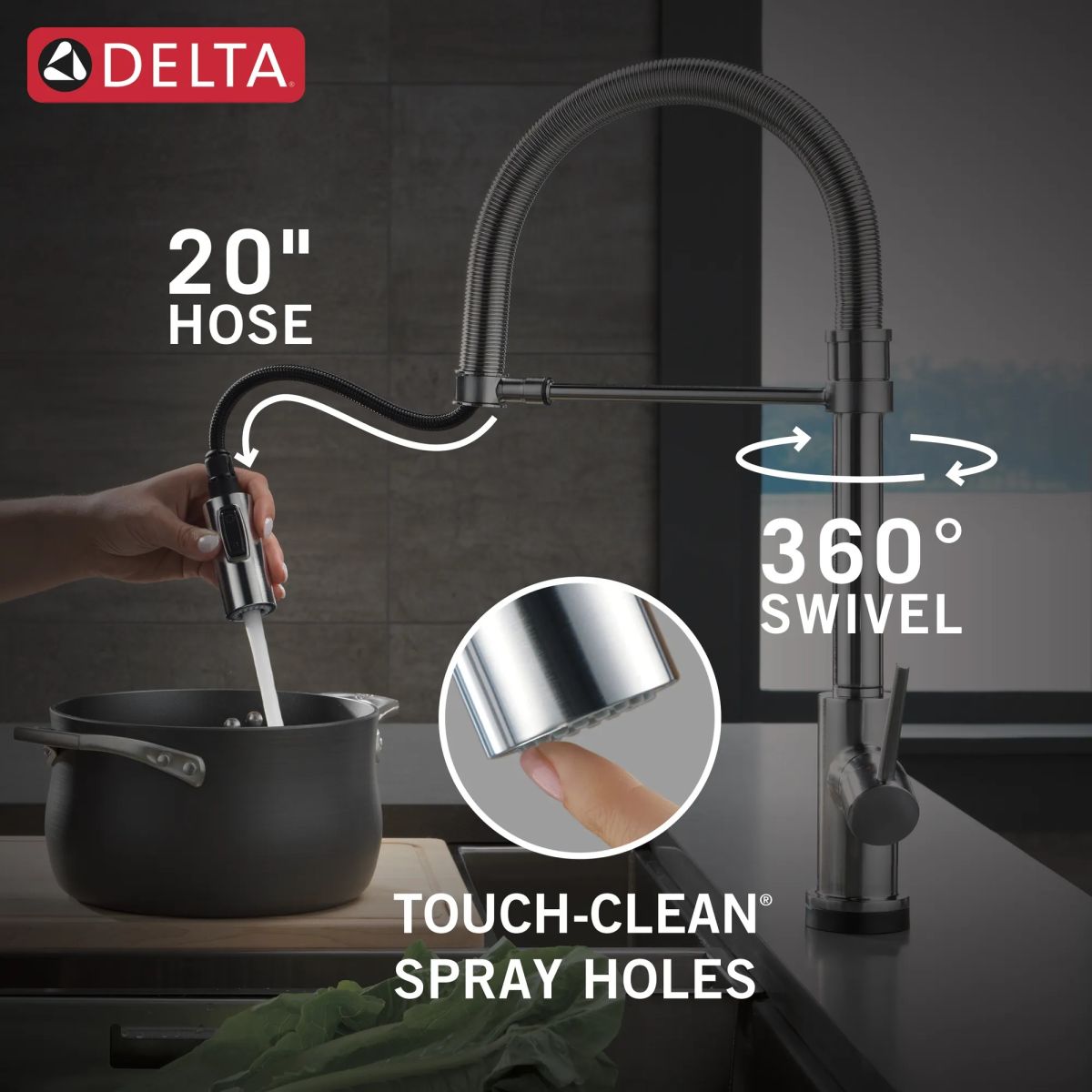 DELTA Trinsic Touch2O Technology Kitchen Faucet with Touchless Technology — Arctic Stainless