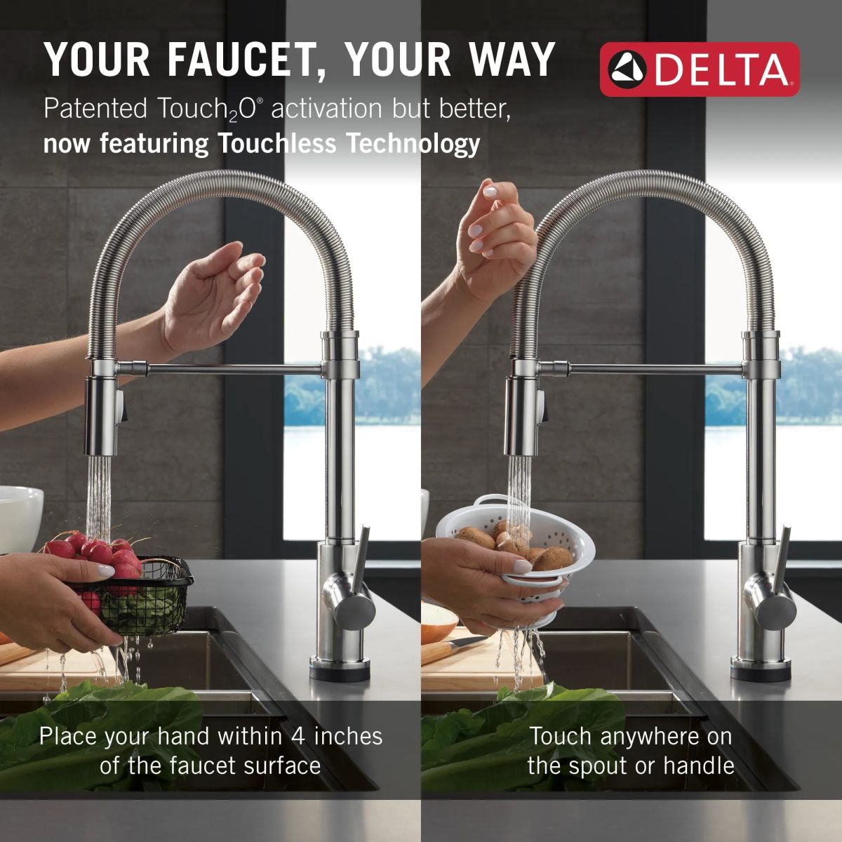 DELTA Trinsic Touch2O Technology Kitchen Faucet with Touchless Technology — Arctic Stainless