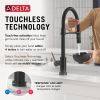 DELTA Trinsic Touch2O Technology Kitchen Faucet with Touchless Technology — Matte Black
