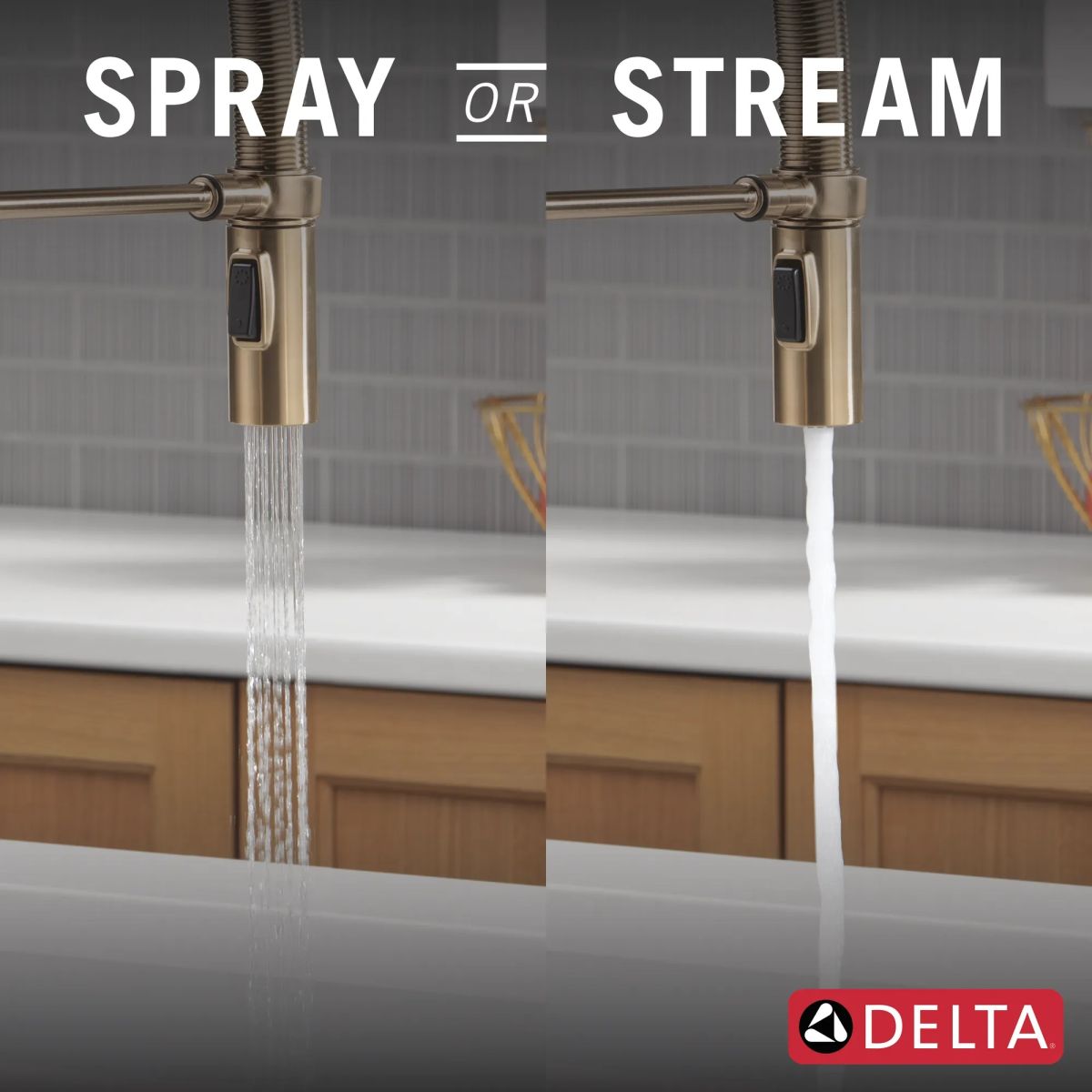 DELTA Trinsic Touch2O Technology Kitchen Faucet with Touchless Technology — Champagne Bronze