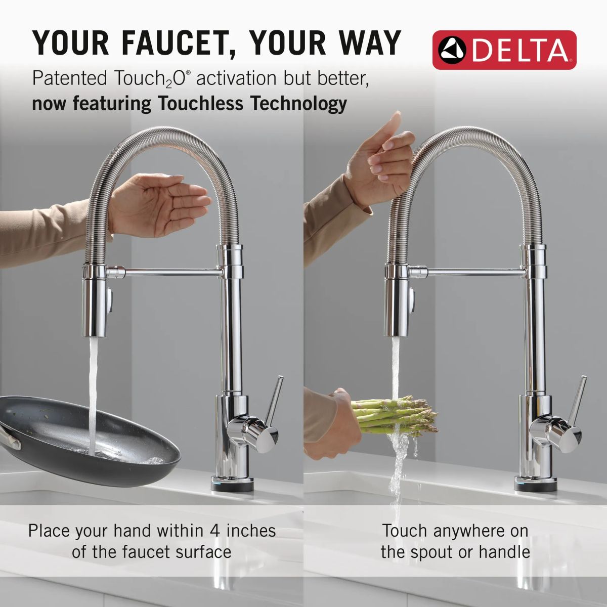 DELTA Trinsic Touch2O Technology Kitchen Faucet with Touchless Technology — Chrome