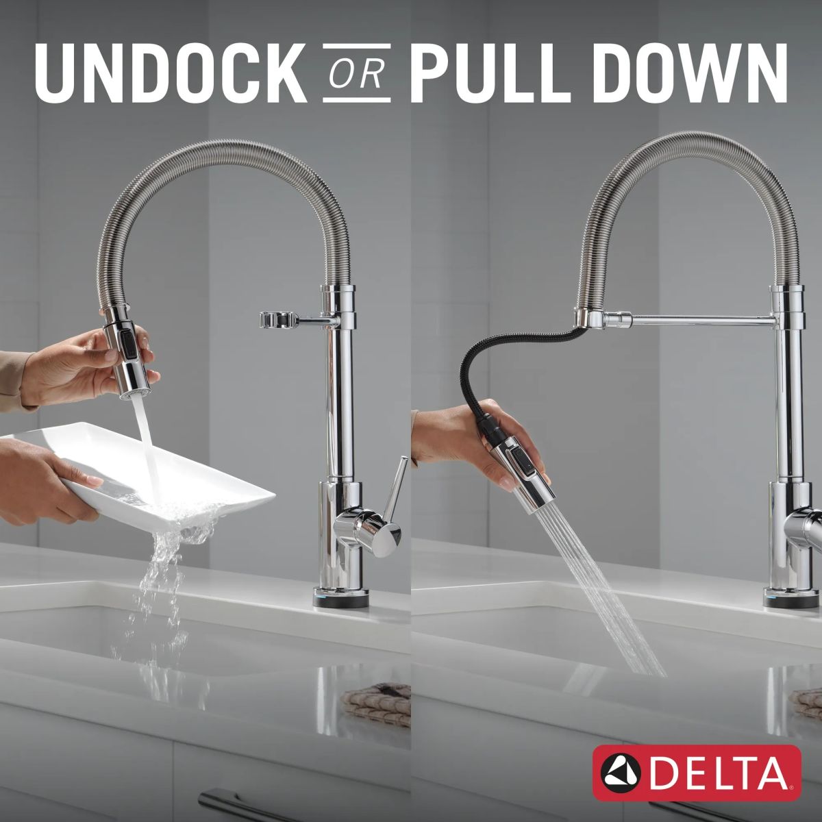 DELTA Trinsic Touch2O Technology Kitchen Faucet with Touchless Technology — Chrome