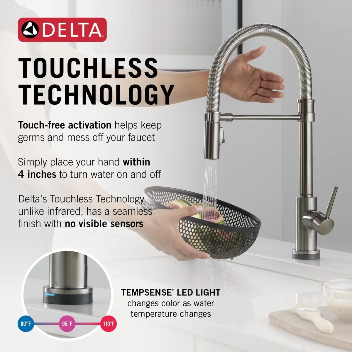 DELTA Trinsic Touch2O Technology Kitchen Faucet with Touchless Technology — Black Stainless