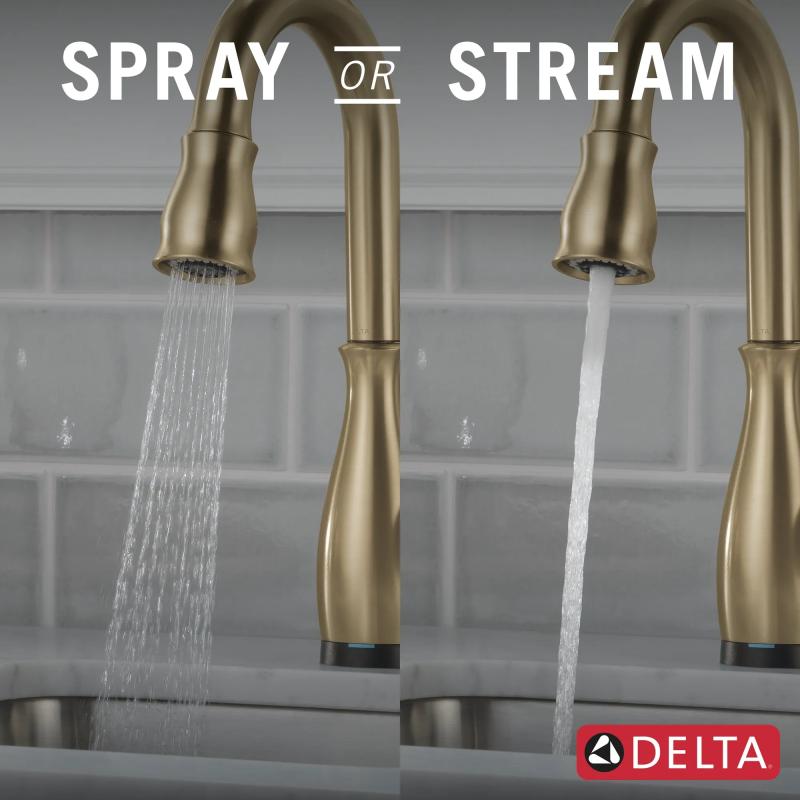 DELTA Leland Single Handle Pull-Down Bar/Prep Faucet with Touch2O Technology — Champagne Bronze