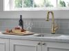 DELTA Leland Single Handle Pull-Down Bar/Prep Faucet with Touch2O Technology — Champagne Bronze