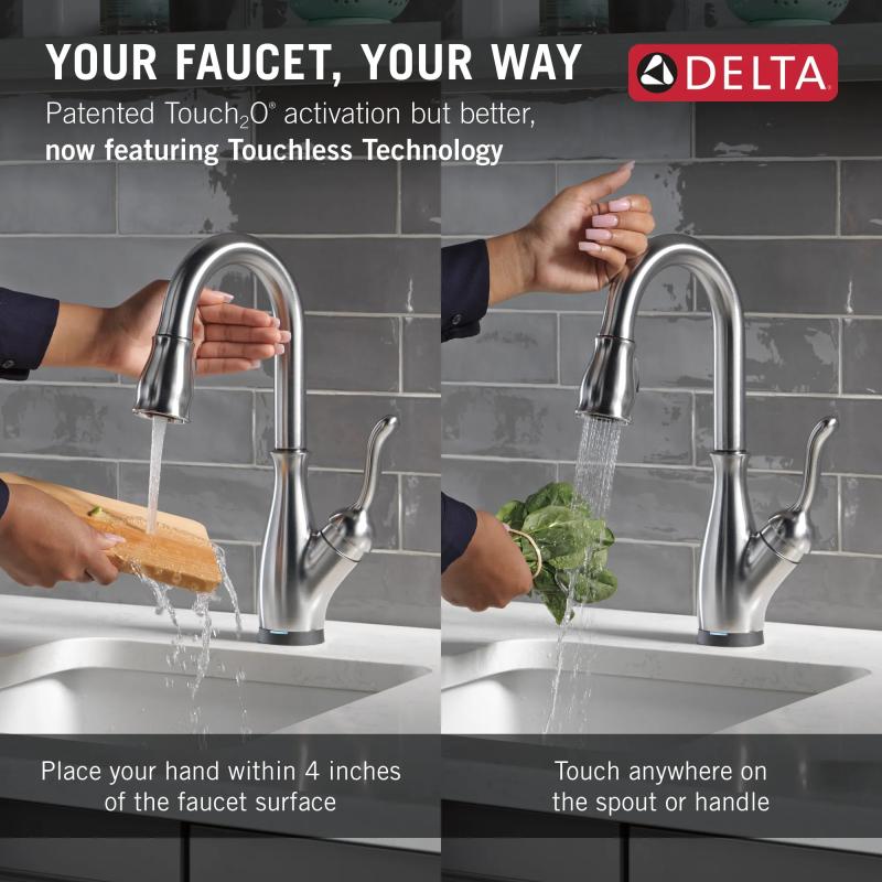 DELTA Leland Touch2O Bar / Prep Faucet with Touchless Technology — Arctic Stainless