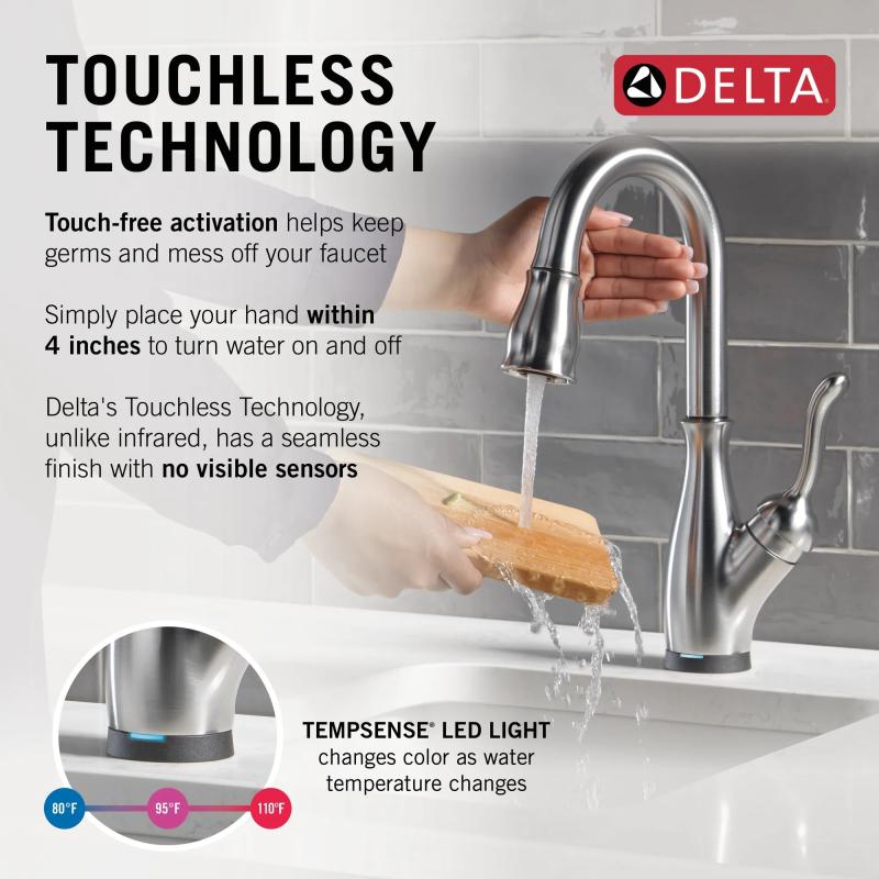 DELTA Leland Touch2O Bar / Prep Faucet with Touchless Technology — Arctic Stainless