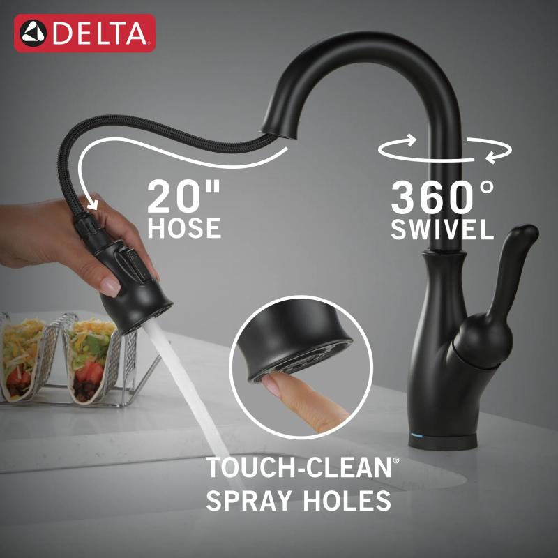 DELTA Leland Touch2O Bar / Prep Faucet with Touchless Technology — Matte Black