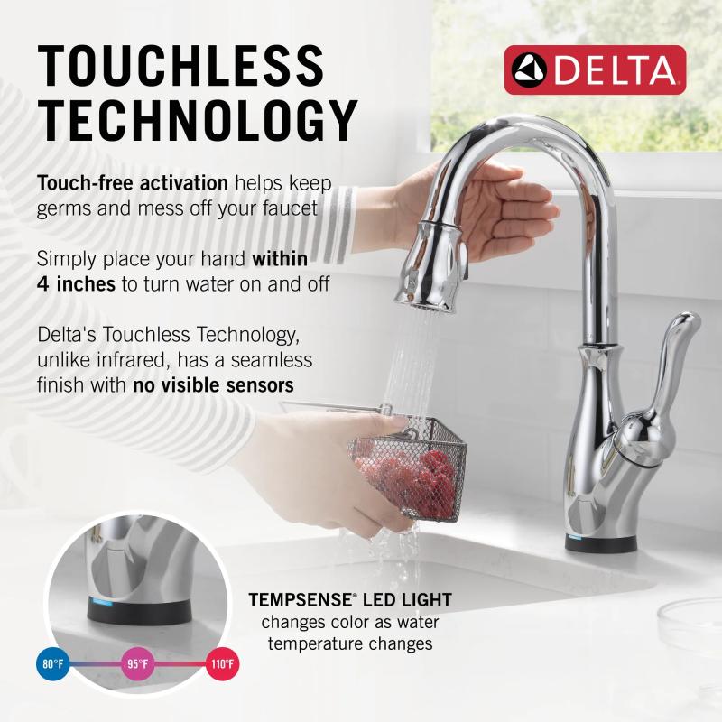 DELTA Leland Touch2O Bar / Prep Faucet with Touchless Technology — Chrome