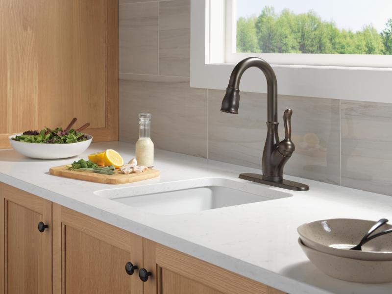 DELTA Leland Touch2O Bar / Prep Faucet with Touchless Technology — Venetian Bronze