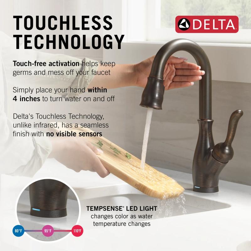 DELTA Leland Touch2O Bar / Prep Faucet with Touchless Technology — Venetian Bronze