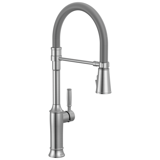 DELTA Renaldi Single-Handle Pull-Down Spring Kitchen Faucet — Lumicoat® Arctic Stainless
