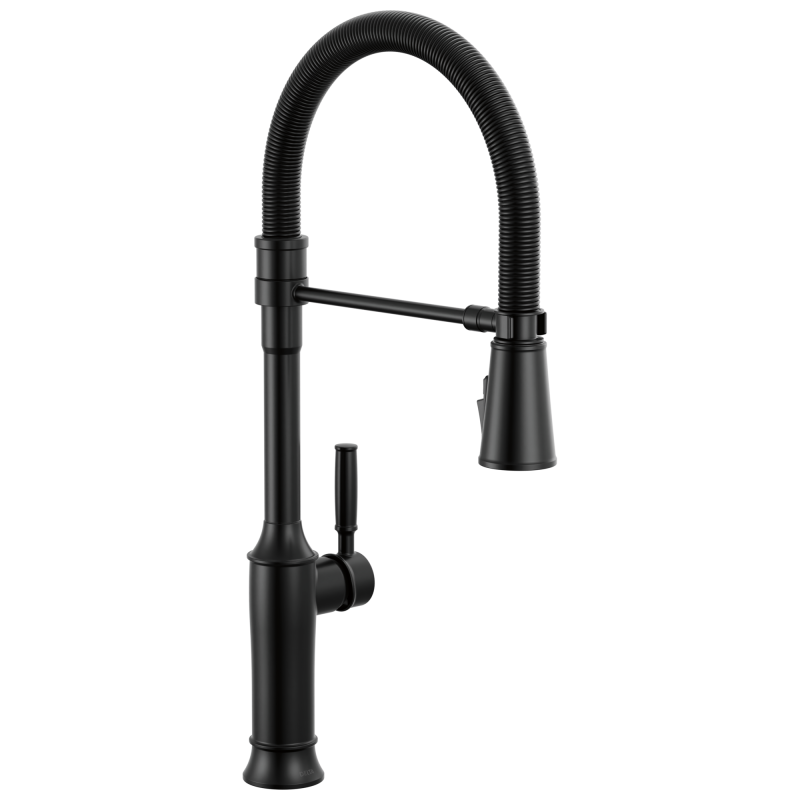 DELTA Renaldi Single-Handle Pull-Down Spring Kitchen Faucet — Matte Black