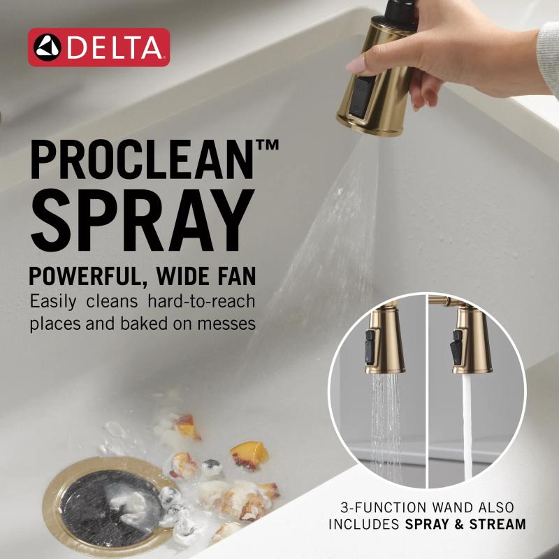DELTA Renaldi Single-Handle Pull-Down Spring Kitchen Faucet — Lumicoat® Champagne Bronze