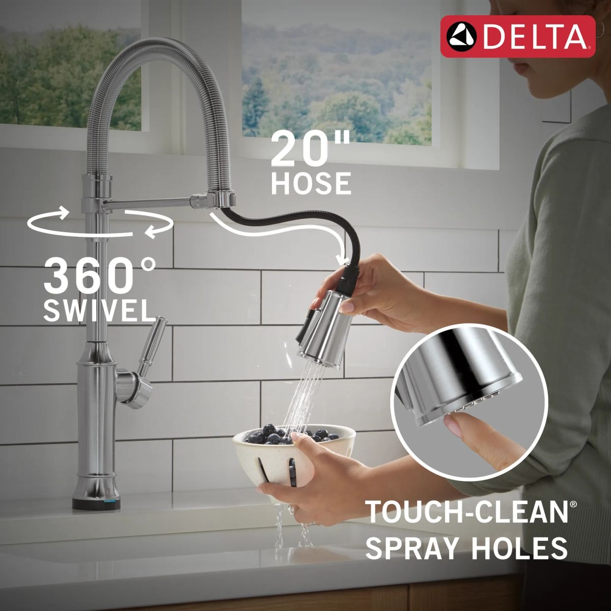 DELTA Renaldi Touch2O Technology Kitchen Faucet with Touchless Technology — Lumicoat® Arctic Stainless
