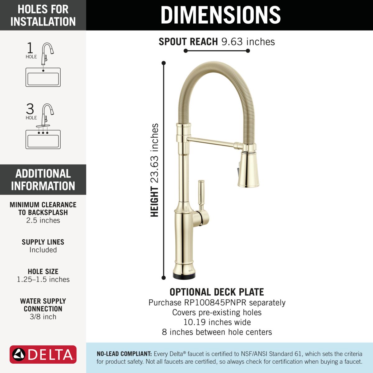 DELTA Renaldi Touch2O Technology Kitchen Faucet with Touchless Technology — Lumicoat® Polished Nickel