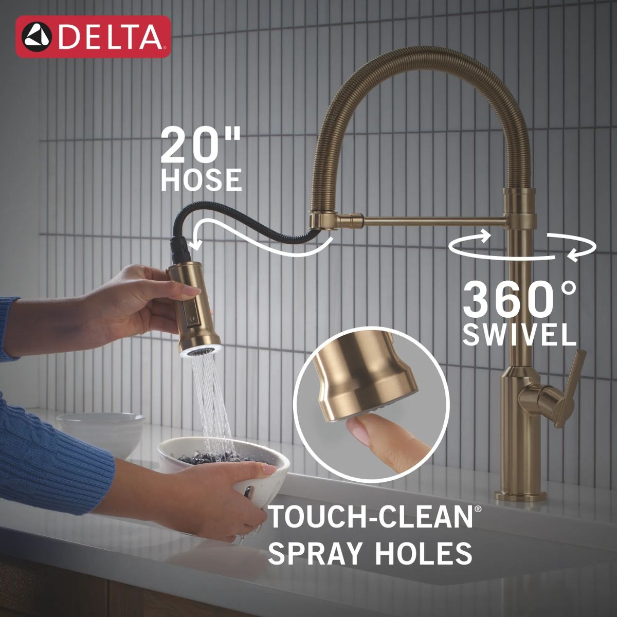 DELTA Cordova Single Handle Pull-Down Kitchen Faucet With Spring Spout — Lumicoat® Champagne Bronze