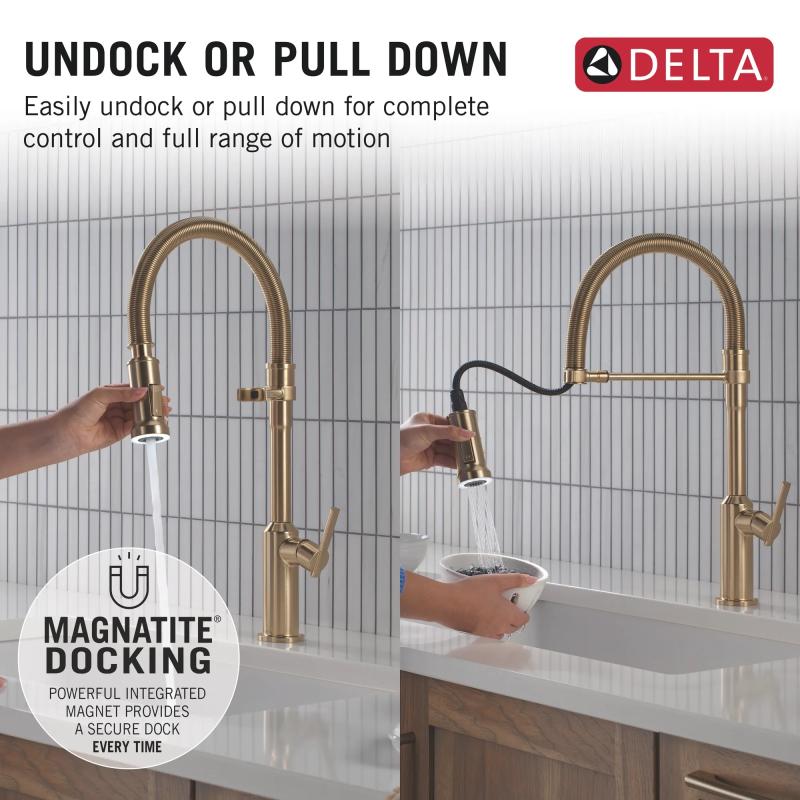 DELTA Cordova Single Handle Pull-Down Kitchen Faucet With Spring Spout — Lumicoat® Champagne Bronze