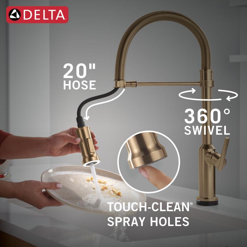 DELTA Cordova Touch2O Technology Kitchen Faucet with Touchless Technology — Lumicoat® Champagne Bronze