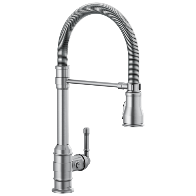 DELTA Broderick Single Handle Pull-Down Kitchen Faucet With Spring Spout — Arctic Stainless