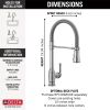 DELTA Broderick Single Handle Pull-Down Kitchen Faucet With Spring Spout — Arctic Stainless