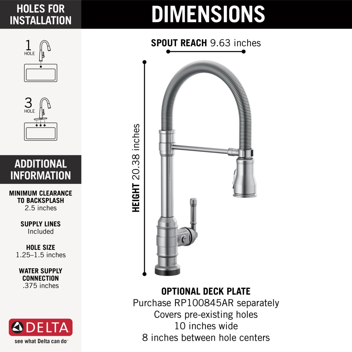 DELTA Broderick Single-Handle Pull-Down Spring Kitchen Faucet with Touch2O Technology — Arctic Stainless