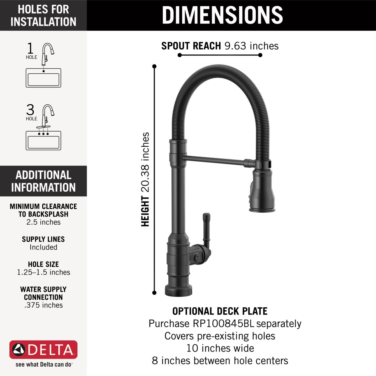 DELTA Broderick Touch2O Technology Kitchen Faucet with Touchless Technology — Matte Black