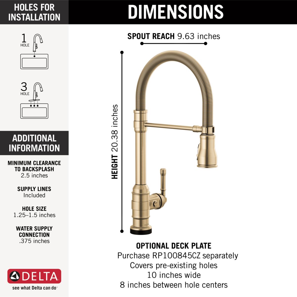 DELTA Broderick Touch2O Technology Kitchen Faucet with Touchless Technology — Champagne Bronze