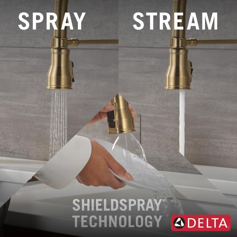 DELTA Broderick Touch2O Technology Kitchen Faucet with Touchless Technology — Champagne Bronze