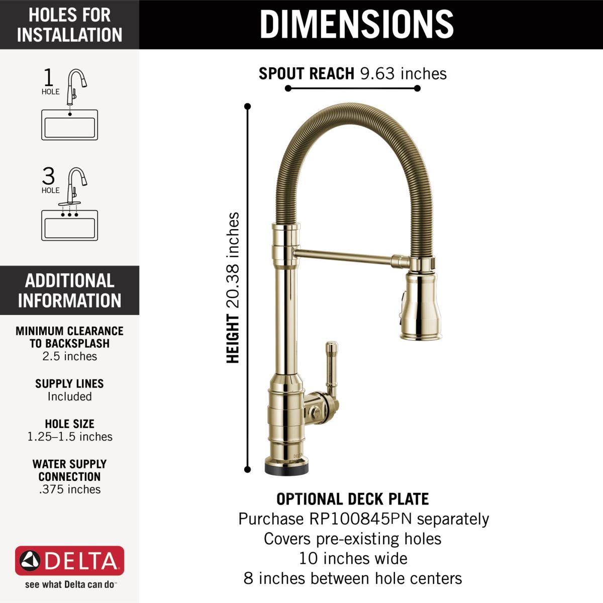 DELTA Broderick Touch2O Technology Kitchen Faucet with Touchless Technology — Polished Nickel
