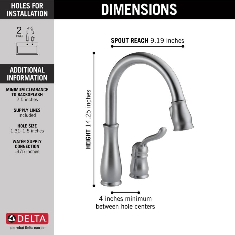 DELTA Leland Single Handle Pull-Down Kitchen Faucet — Arctic Stainless