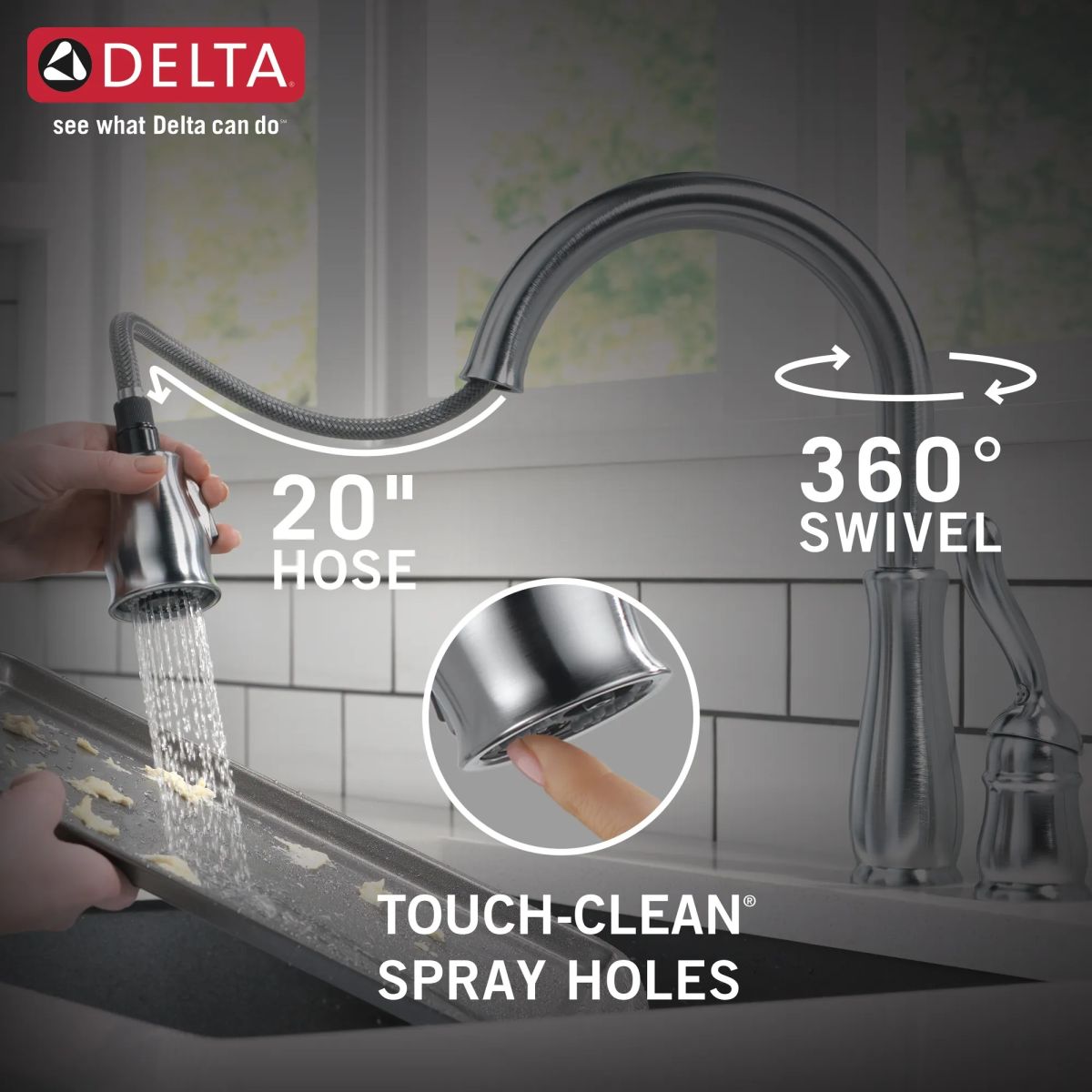 DELTA Leland Single Handle Pull-Down Kitchen Faucet — Arctic Stainless