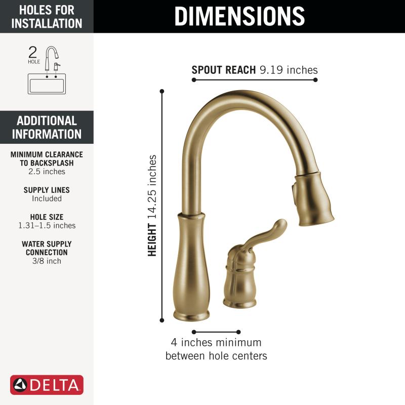 DELTA Leland Single Handle Pull-Down Kitchen Faucet — Champagne Bronze