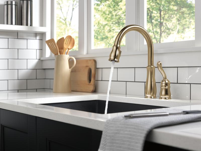 DELTA Leland Single Handle Pull-Down Kitchen Faucet — Champagne Bronze