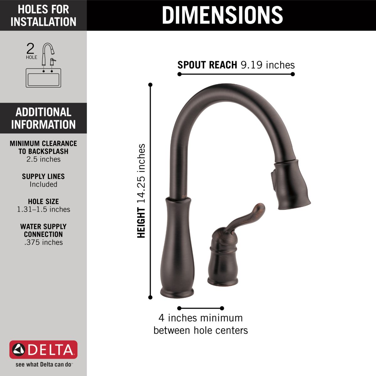 DELTA Leland Single Handle Pull-Down Kitchen Faucet — Venetian Bronze
