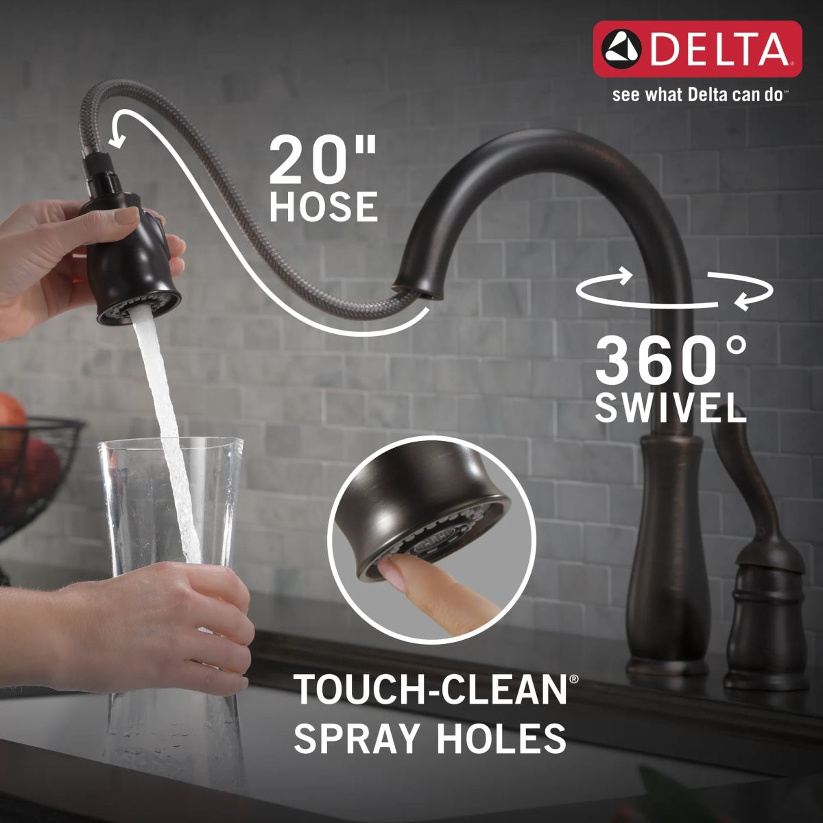 DELTA Leland Single Handle Pull-Down Kitchen Faucet — Venetian Bronze