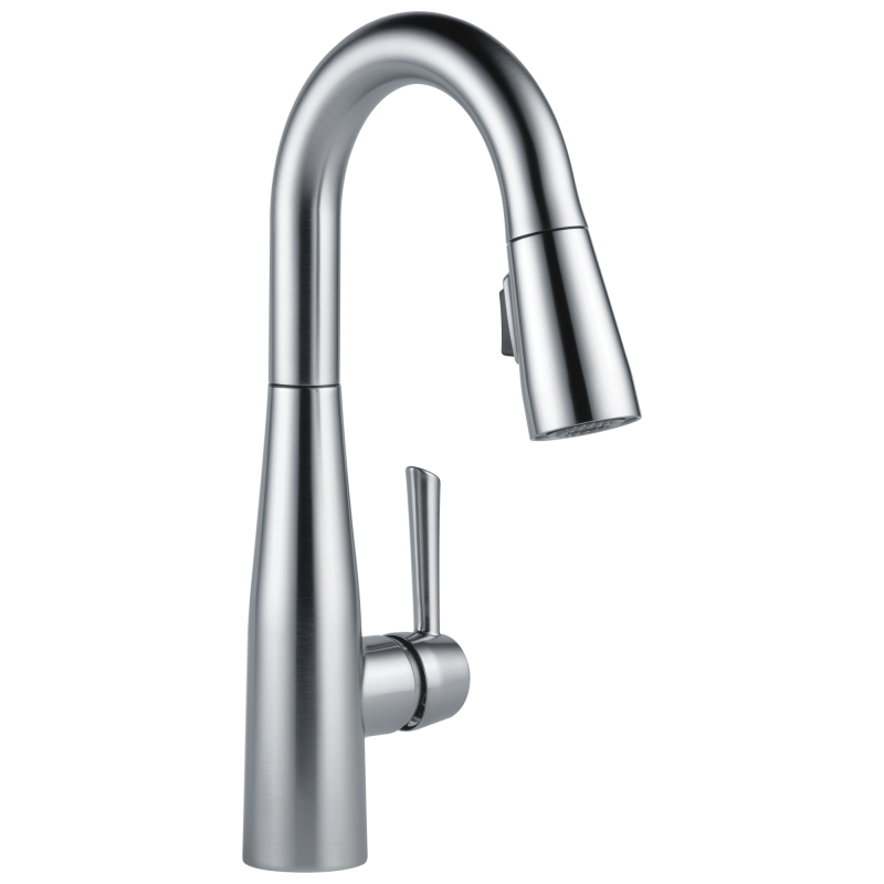 DELTA Essa Single Handle Pull-Down Bar / Prep Faucet — Arctic Stainless