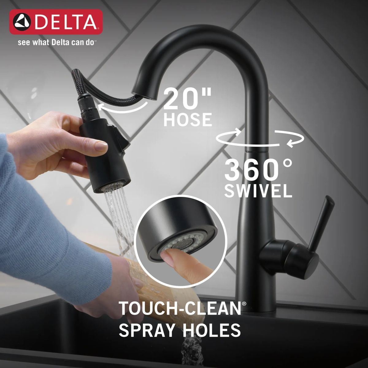 DELTA Essa Single Handle Pull-Down Bar / Prep Faucet — Matte Black