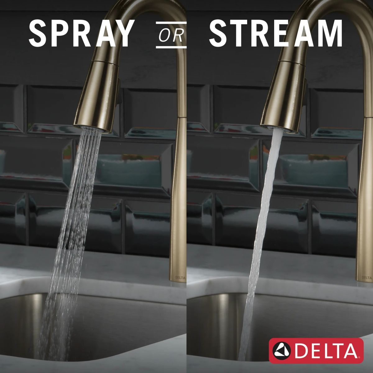 DELTA Essa Single Handle Pull-Down Bar / Prep Faucet — Champagne Bronze