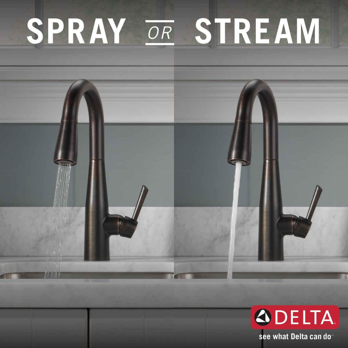 DELTA Essa Single Handle Pull-Down Bar / Prep Faucet — Venetian Bronze