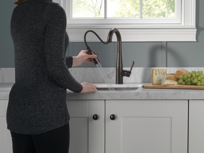 DELTA Essa Single Handle Pull-Down Bar / Prep Faucet — Venetian Bronze