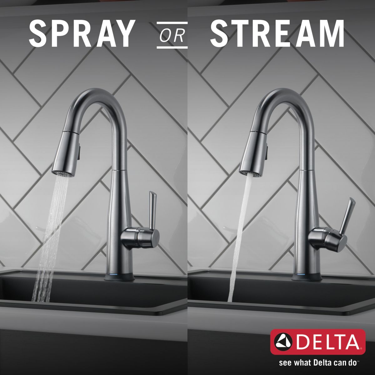 DELTA Essa Single Handle Pull-Down Bar / Prep Faucet with Touch2O Technology — Arctic Stainless