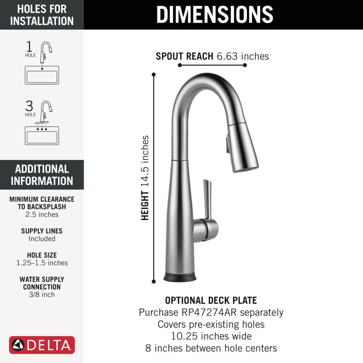 DELTA Essa Touch2O Bar / Prep Faucet with Touchless Technology — Arctic Stainless