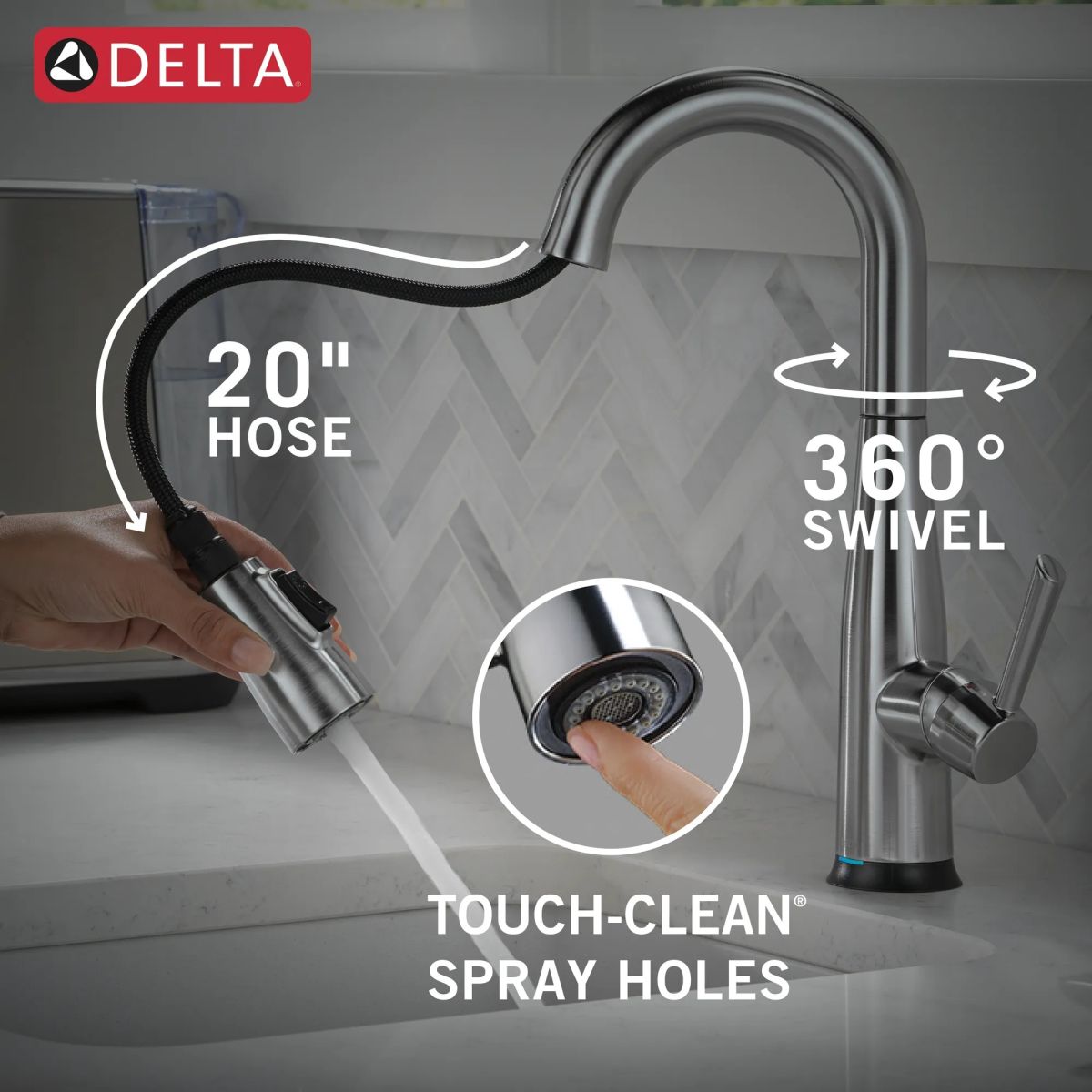 DELTA Essa Touch2O Bar / Prep Faucet with Touchless Technology — Arctic Stainless