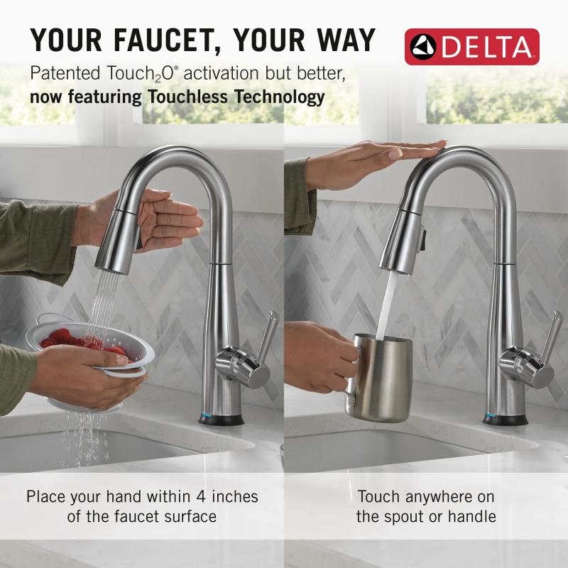 DELTA Essa Touch2O Bar / Prep Faucet with Touchless Technology — Arctic Stainless