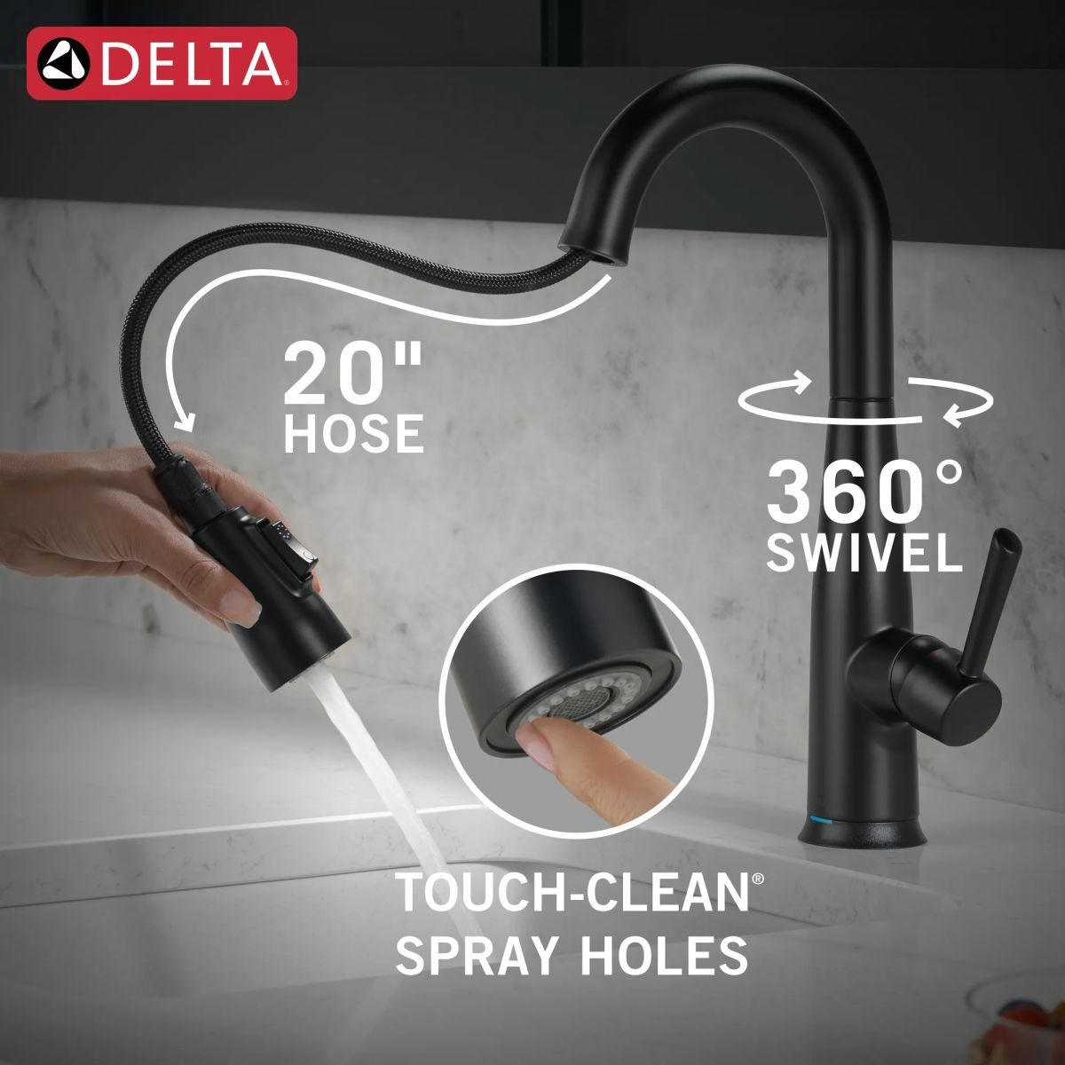 DELTA Essa Touch2O Bar / Prep Faucet with Touchless Technology — Matte Black