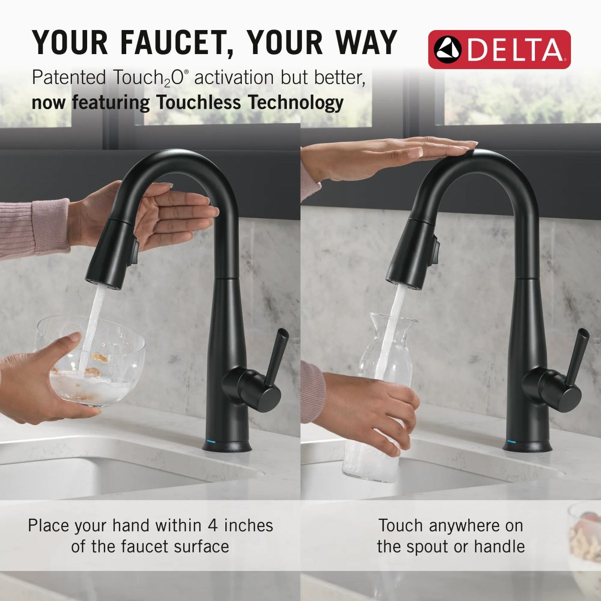 DELTA Essa Touch2O Bar / Prep Faucet with Touchless Technology — Matte Black