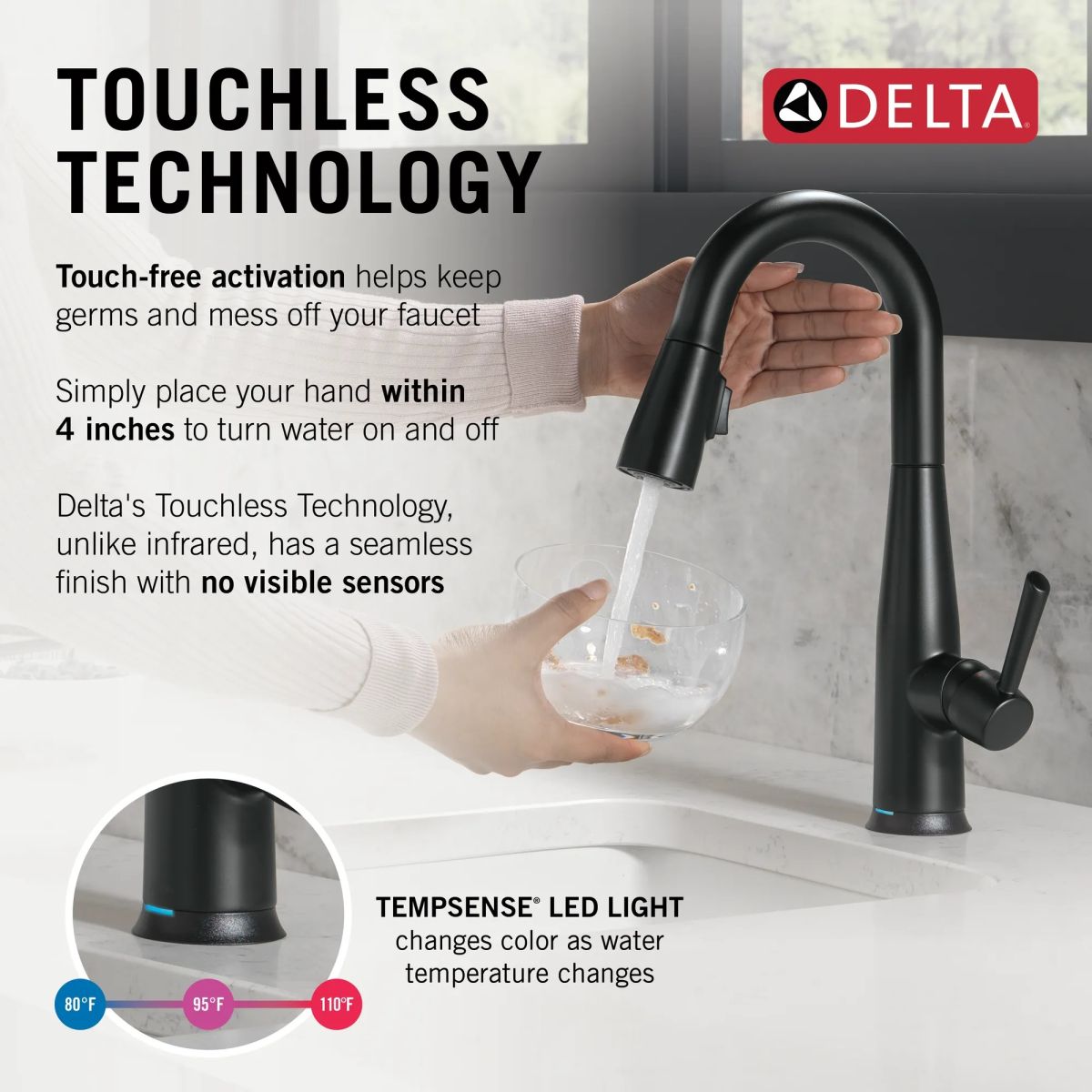 DELTA Essa Touch2O Bar / Prep Faucet with Touchless Technology — Matte Black