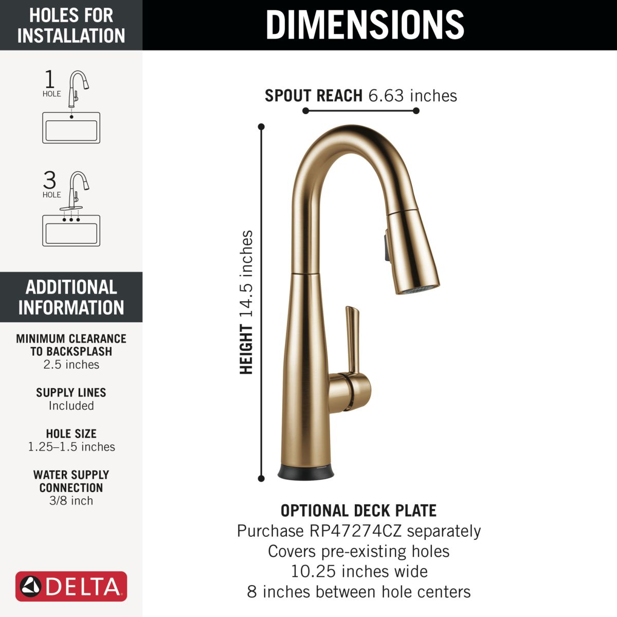 DELTA Essa Touch2O Bar / Prep Faucet with Touchless Technology — Champagne Bronze